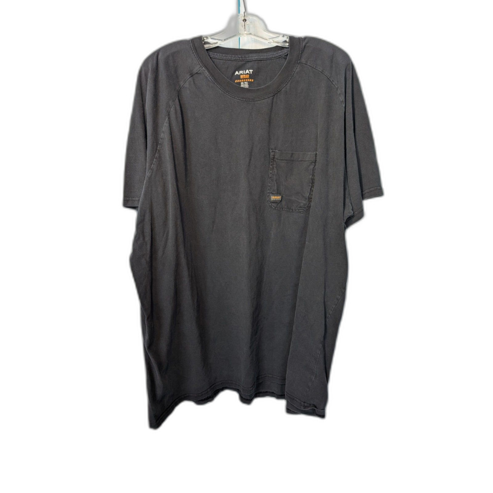 Ariat Rebar Cotton Strong Work Shirt Men's 2XL Tall Charcoal Black Pocket